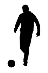 Fototapeta na wymiar Silhouette of soccer player on a white background.