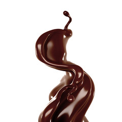 Splash of chocolate 3d illustration, 3d rendering.