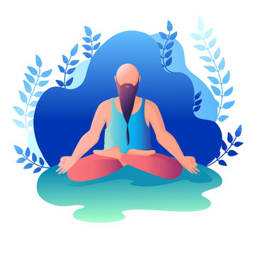 A man sitting in a lotus position. Vector illustration