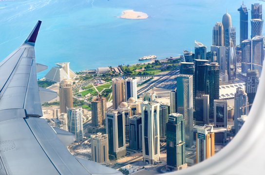 Doha business center, view from the plane