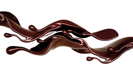 Splash of chocolate 3d illustration, 3d rendering.