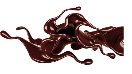 Splash of chocolate 3d illustration, 3d rendering.