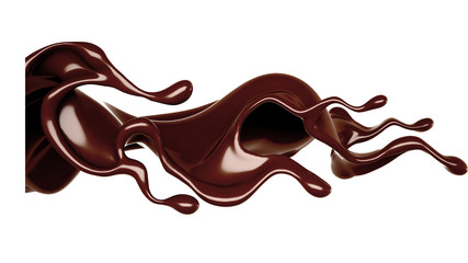 Splash of chocolate 3d illustration, 3d rendering.