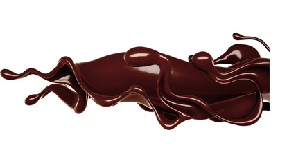 Splash of chocolate 3d illustration, 3d rendering.
