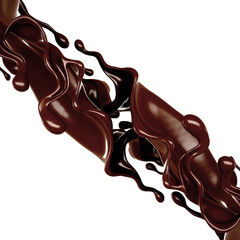 Splash of chocolate 3d illustration, 3d rendering.