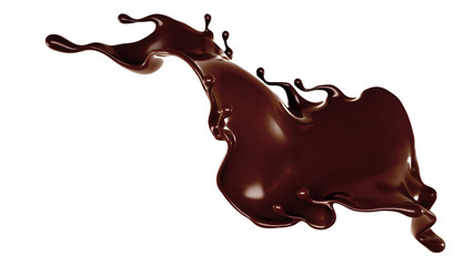 Splash of chocolate 3d illustration, 3d rendering.
