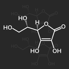 Ascorbic acid or vitamin C chemical formula