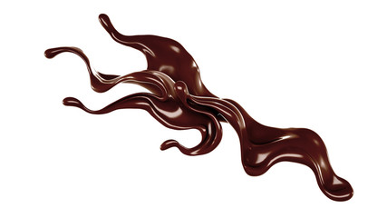 Splash of chocolate 3d illustration, 3d rendering.