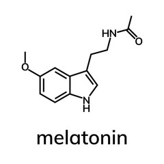 Melatonin chemical formula on white background