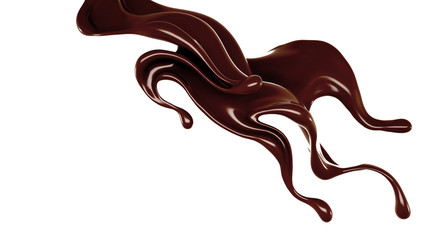 Splash of chocolate 3d illustration, 3d rendering.