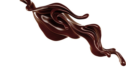 Splash of chocolate 3d illustration, 3d rendering.