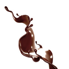 Splash of chocolate 3d illustration, 3d rendering.
