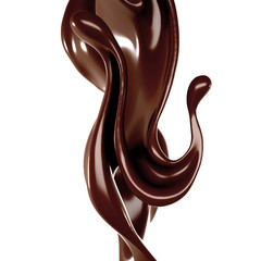 Splash of chocolate 3d illustration, 3d rendering.