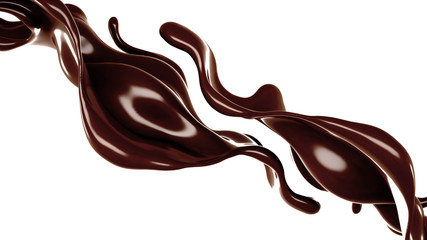 Splash of chocolate 3d illustration, 3d rendering.