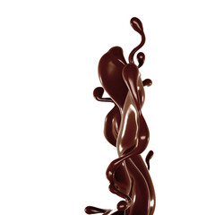 Splash of chocolate 3d illustration, 3d rendering.