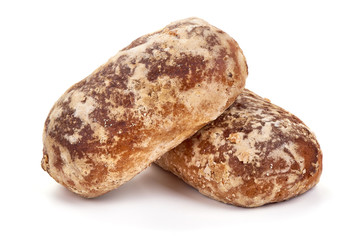 Home baked gingerbread biscuits, isolated on white background