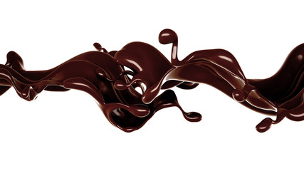 Splash of chocolate 3d illustration, 3d rendering.