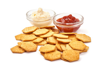 Spicy chilli crackers, isolated on white background