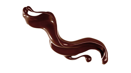 Splash of chocolate 3d illustration, 3d rendering.