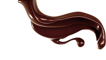 Splash of chocolate 3d illustration, 3d rendering.
