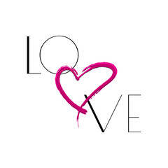 love slogan and heart illustration for t-shirt design