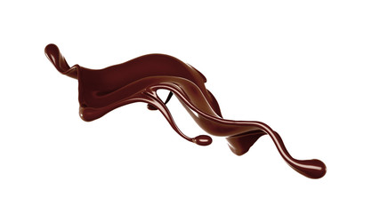 Splash of chocolate 3d illustration, 3d rendering.