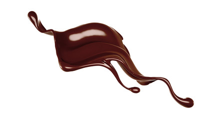 Splash of chocolate 3d illustration, 3d rendering.