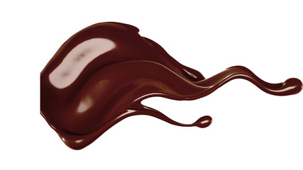 Splash of chocolate 3d illustration, 3d rendering.