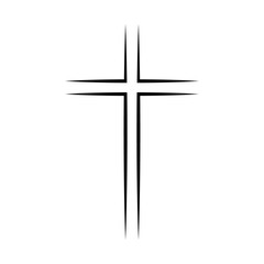 Gray Christian cross icon. Simple Christian cross