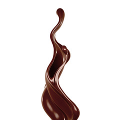 Splash of chocolate 3d illustration, 3d rendering.