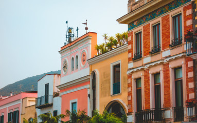 colorful houses at holiday island ischia, italycolorful houses at holiday island ischia, italy