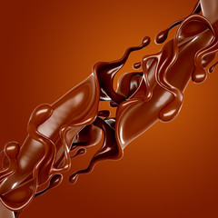 Splash of chocolate 3d illustration, 3d rendering.