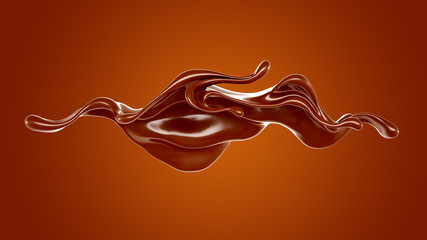 Splash of chocolate 3d illustration, 3d rendering.