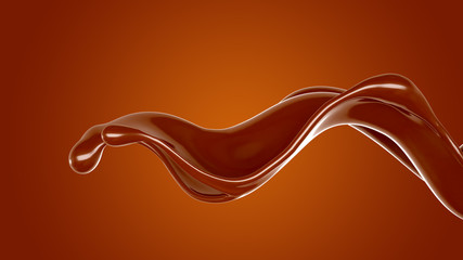 Splash of chocolate 3d illustration, 3d rendering.