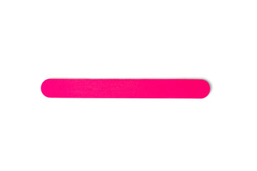 Pink nail file isolated on white background.