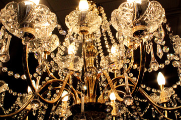 chandelier with yellow lights.