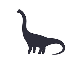 dinosaur, brachiosaurus silhouette isolated on white