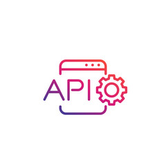 API, application programming interface vector line icon on white