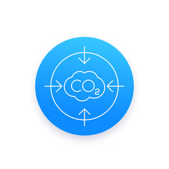 co2, carbon emissions reduction icon, linear style