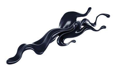 Splash of black liquid. 3d illustration, 3d rendering.