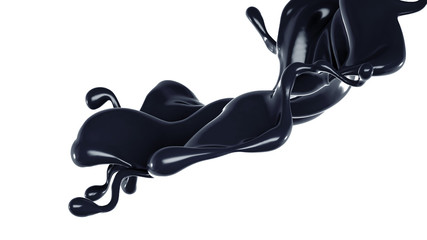 Splash of black liquid. 3d illustration, 3d rendering.