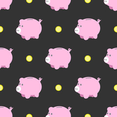 Pinky piggy bank cartoon pattern design