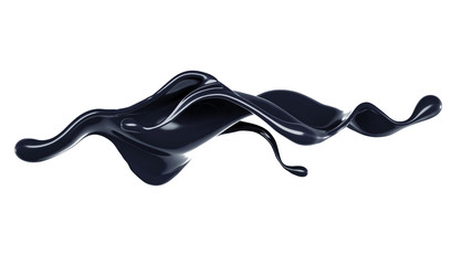 Splash of black liquid. 3d illustration, 3d rendering.