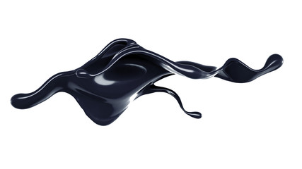Splash of black liquid. 3d illustration, 3d rendering.