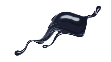 Splash of black liquid. 3d illustration, 3d rendering.