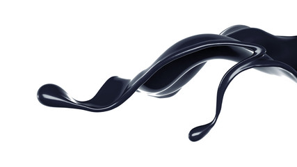 Splash of black liquid. 3d illustration, 3d rendering.