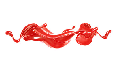 Splash of thick red fluid. 3d illustration, 3d rendering.