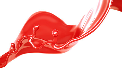 Splash of thick red fluid. 3d illustration, 3d rendering.
