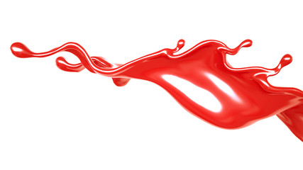 Splash of thick red fluid. 3d illustration, 3d rendering.