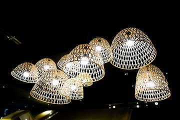 Fototapeta premium Bamboo Handmade lamp, creative style from Thailand.